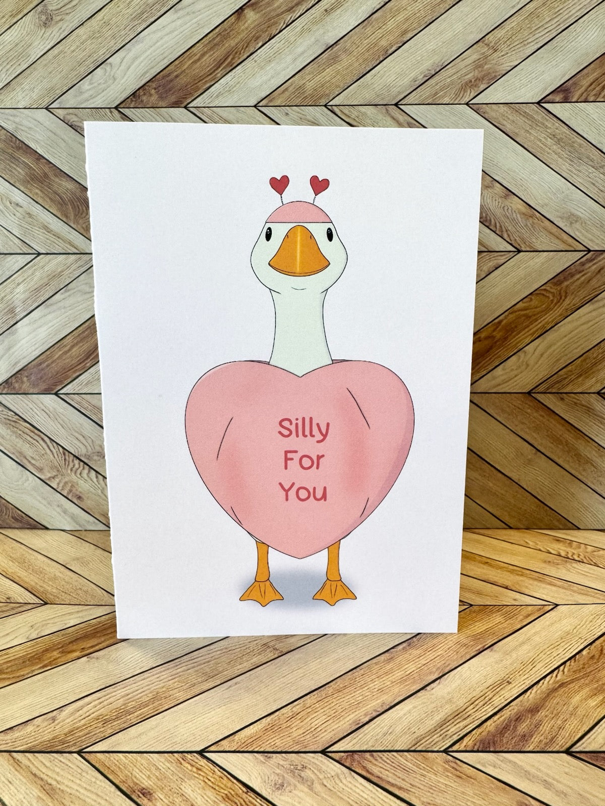 Candy Heart Porch Goose Card