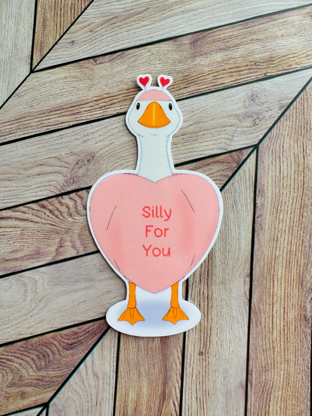 Candy Heart Porch Goose Sticker
