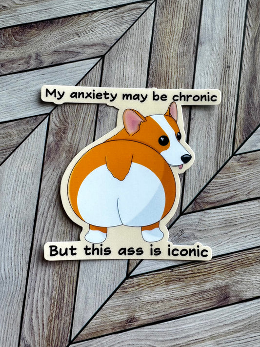 Anxious Corgi Butt Sticker