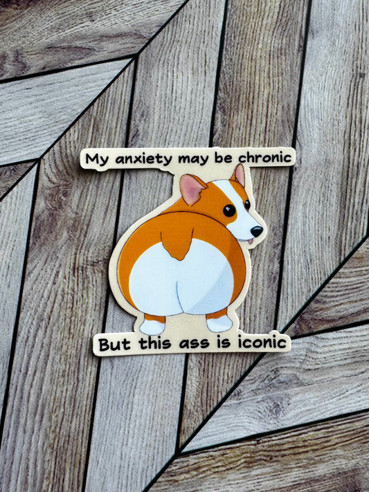 Mini Anxious Corgi Butt Sticker