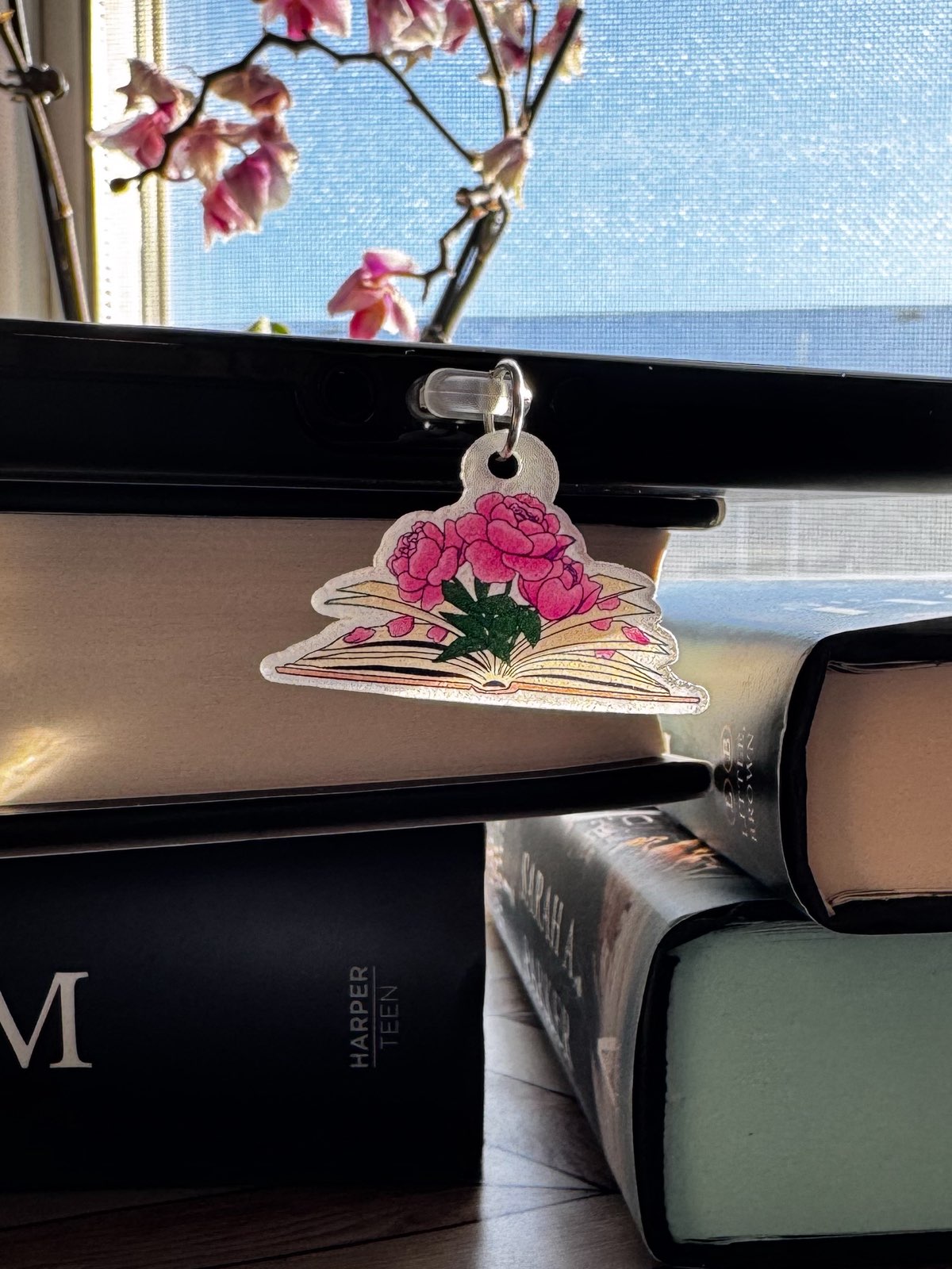 Peony Book Kindle/Phone Charm