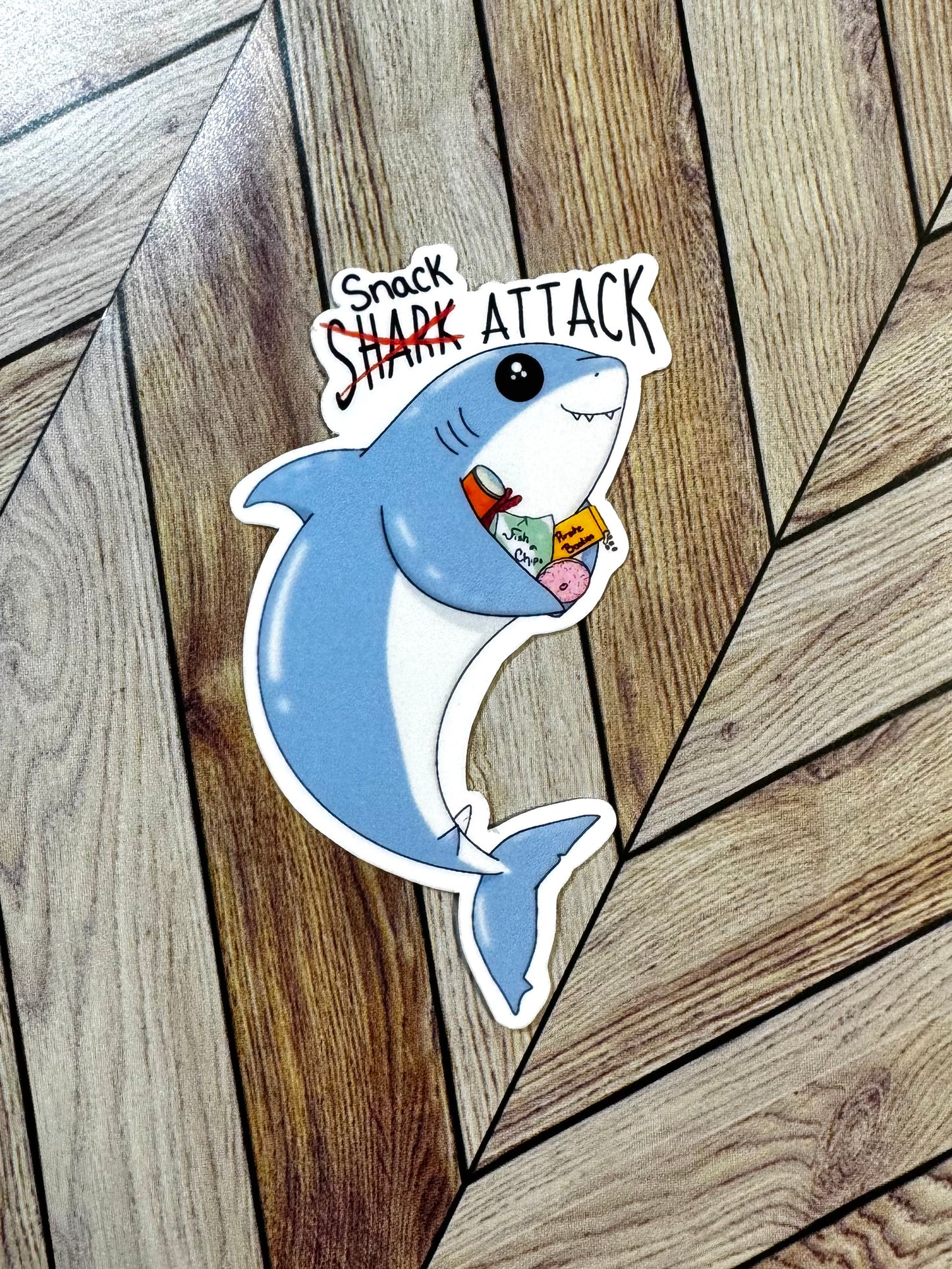 Snack Attack Shark Sticker