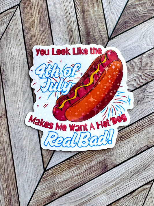 4th of July Hotdog Sticker